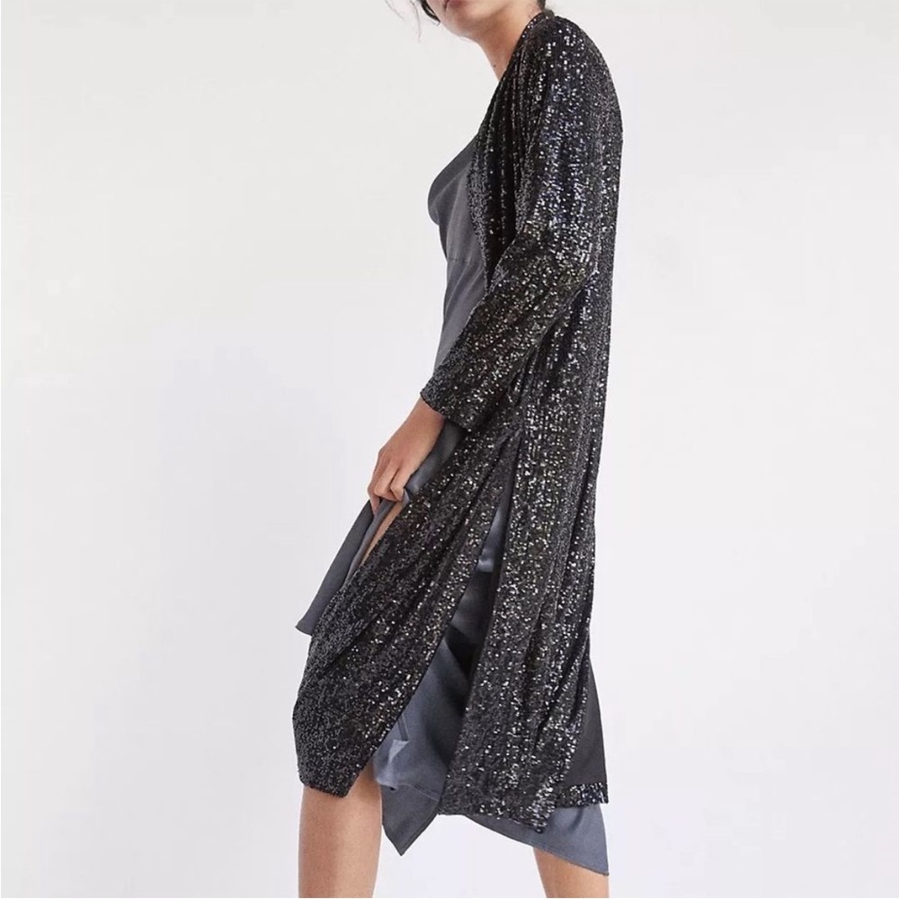 Anthropologie BB Dakota Black Sequin Duster - Picture 3 of 9